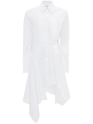 Ασύμμετρη βαμβακερή φόρεμα σε στυλ πουκάμισο Jw Anderson λευκό