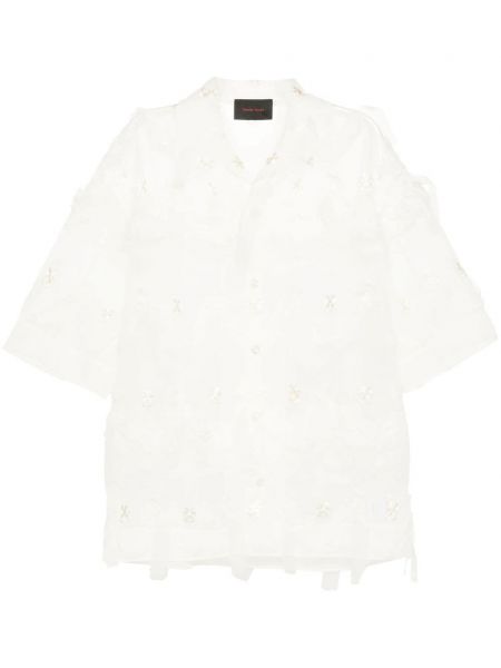 Tylová květinová košile Simone Rocha bílá
