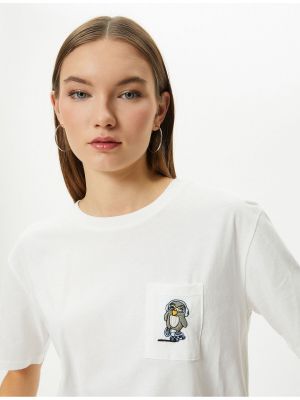 Kokvilnas t-krekls ar izšuvumiem ar īsām piedurknēm Koton