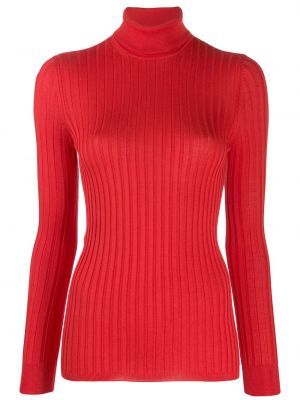 Adīti zīda džemperis ar augstu apkakli Gucci sarkans