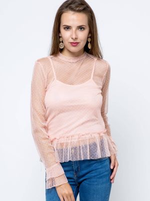 Блуза с волани Favori розово