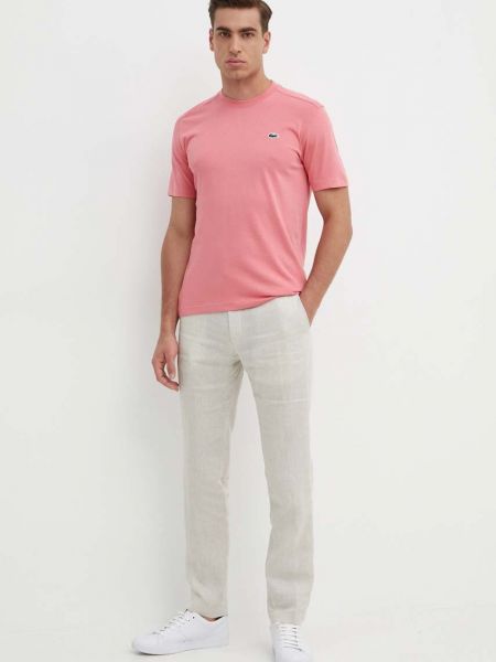 Однотонная футболка Lacoste розовая