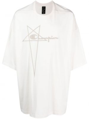 Bavlnené tričko s výšivkou Rick Owens X Champion biela