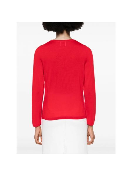 Jersey de lana de tela jersey de cuello redondo Allude rojo