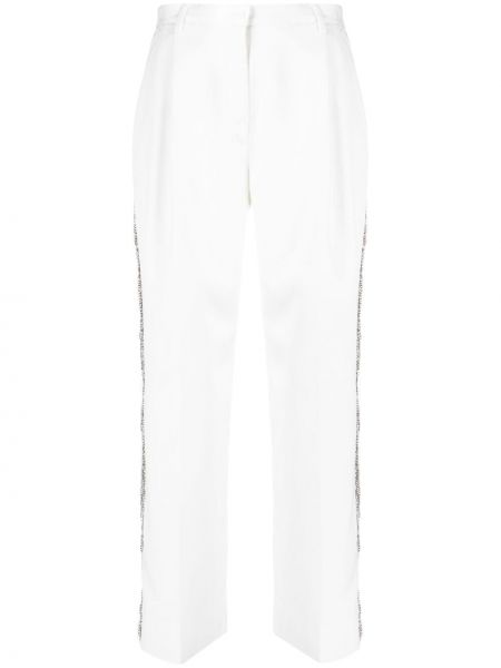 Pantalones rectos con flecos Pinko blanco