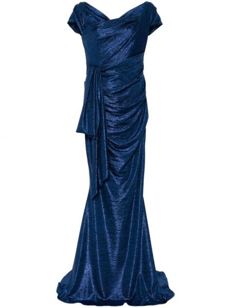 Вечерна рокля с драперии Talbot Runhof синьо