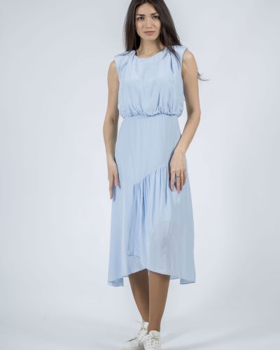 Сукня з коміром з вирізом однотонне Perspective, блакитне