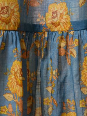 Βαμβακερή μίντι φόρεμα με βολάν Zimmermann μπλε