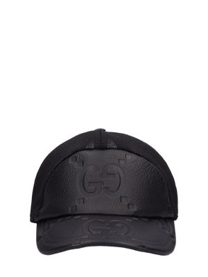 Мрежеста кожена шапка с козирки Gucci черно