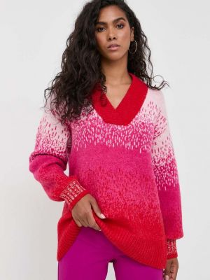 Vlněný svetr Silvian Heach růžový