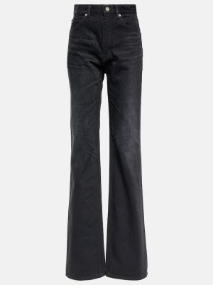 Straight leg jeans a vita alta Saint Laurent nero