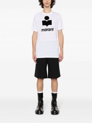 Leinen t-shirt mit print Marant weiß