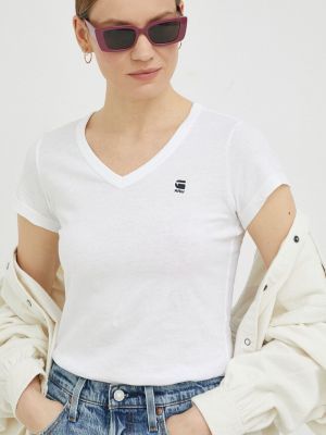 Koszulka slim fit bawełniana w gwiazdy G-star Raw biała