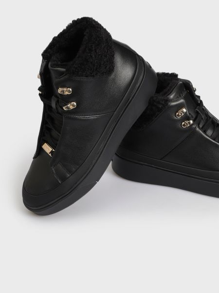 Кожаные ботинки на каблуке Calvin Klein черные