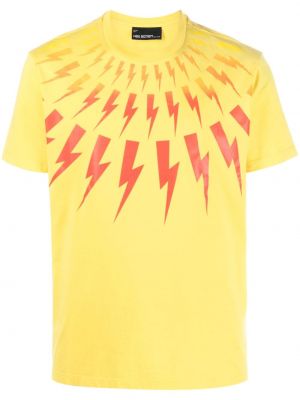 Памучна тениска с принт Neil Barrett жълто