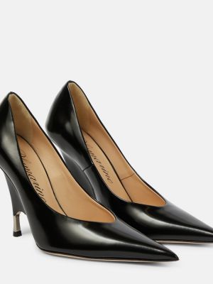Кожени полуотворени обувки Blumarine черно