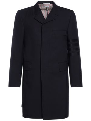 Vlněný kabát Thom Browne modrý