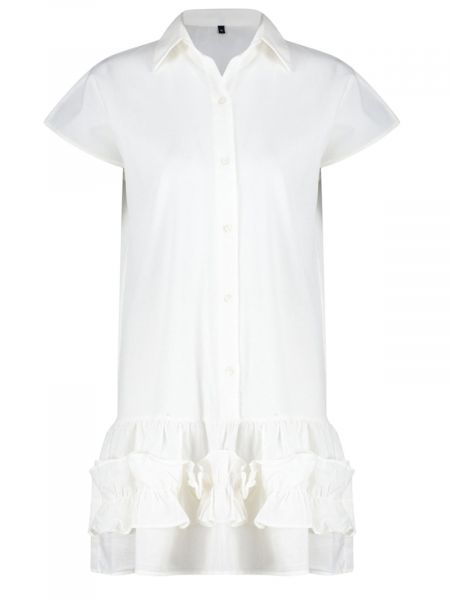 Плетена памучна мини рокля Trendyol бяло