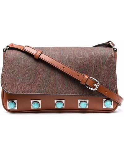 Crossbody väska i jacquard Etro brun