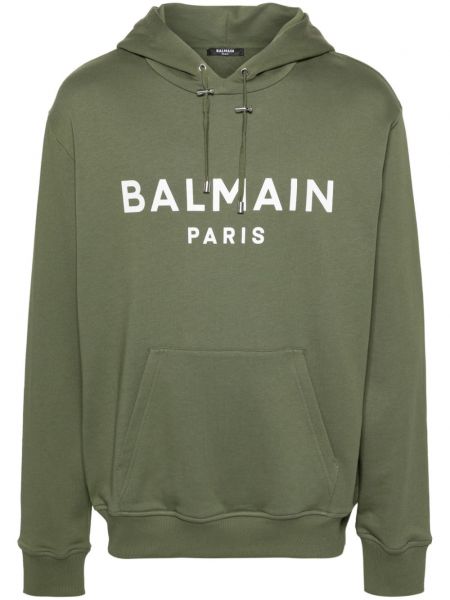 Pamučna hoodie s kapuljačom s printom Balmain