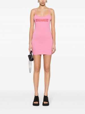 Mini šaty s potiskem Dsquared2 růžové