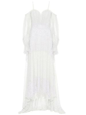 Csipkés virágos hosszú ruha Simkhai fehér