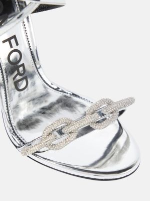 Sandały skórzane Tom Ford srebrne