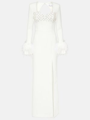 Dlouhé šaty z peří Rebecca Vallance bílé