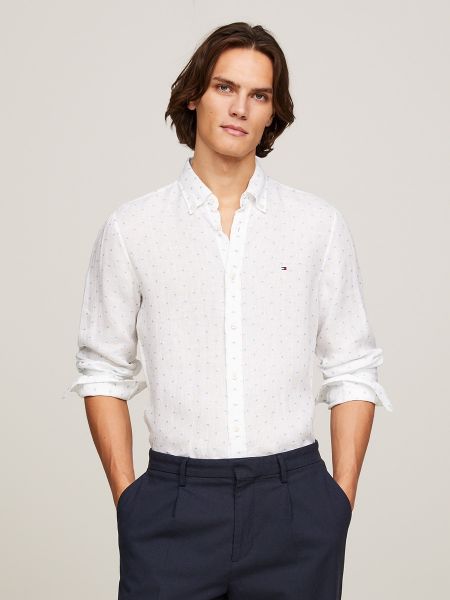 Camisa con bordado de lino Tommy Hilfiger blanco