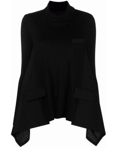 Jersey de cuello vuelto de tela jersey Sacai negro