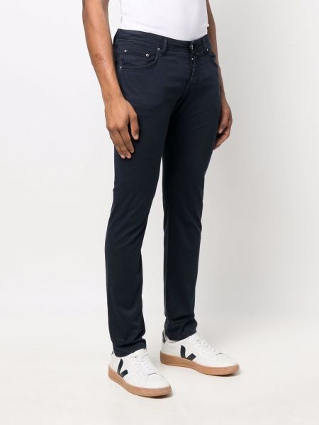 Rovné kalhoty s nízkým pasem skinny fit Jacob Cohen modré