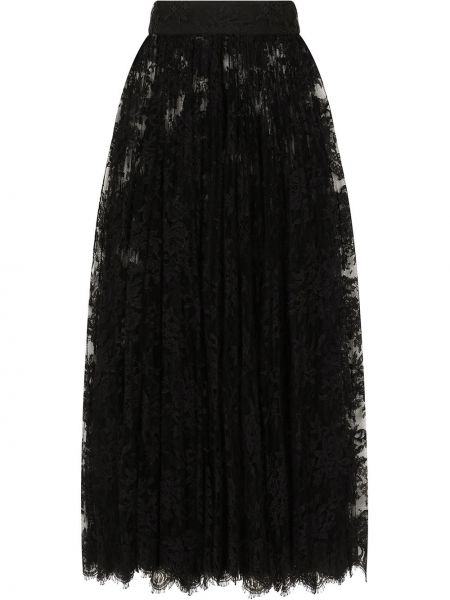 Midi φούστα με διαφανεια με δαντέλα Dolce & Gabbana μαύρο
