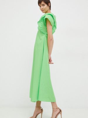 Хлопковое длинное платье Tommy Hilfiger зеленое