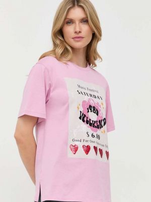 Памучна тениска Weekend Max Mara розово