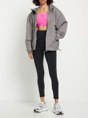 Mikina s kapucňou na zips Adidas By Stella Mccartney sivá