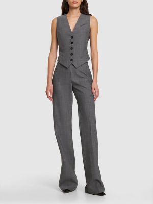 Vlněné rovné kalhoty s tropickým vzorem Philosophy Di Lorenzo Serafini šedé