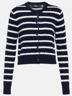 Cardigan di lana a righe Polo Ralph Lauren blu