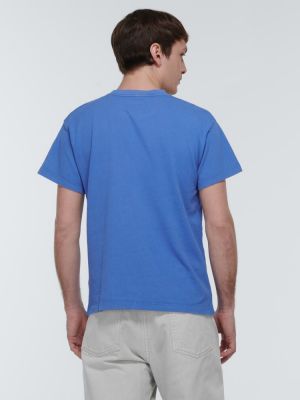 T-shirt di cotone con stampa Erl blu