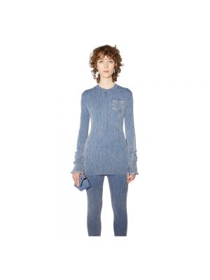 Dzianinowy sweter z okrągłym dekoltem Acne Studios niebieski