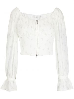 Bluză cu broderie cu model floral B+ab alb