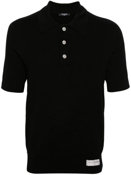 Merinowolle poloshirt Balmain schwarz