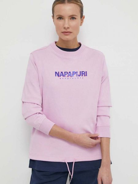 Бавовняний светр з аплікацією Napapijri рожевий