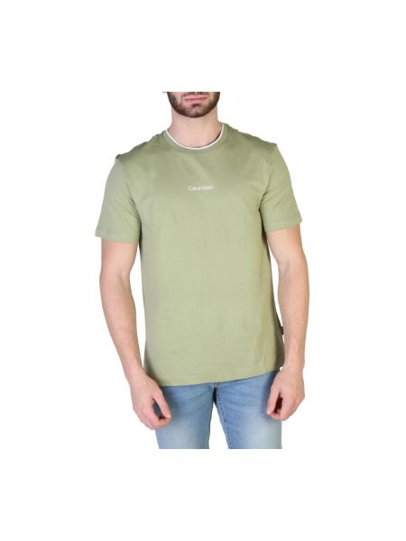 Koszulka z krótkim rękawem w jednolitym kolorze Calvin Klein zielona