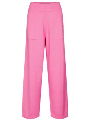 Kašmírové volné kalhoty s vysokým pasem Barrie - růžová