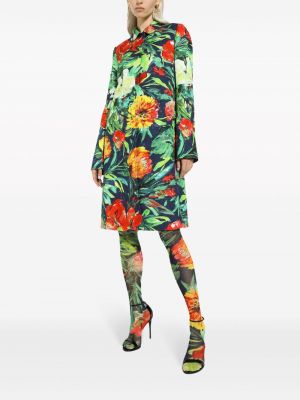 Raštuotas gėlėtas paltas Dolce & Gabbana žalia