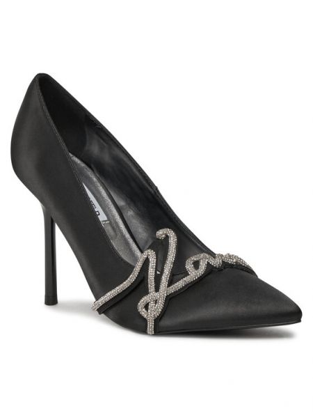 Chaussures de ville en satin à talons à talon aiguille Karl Lagerfeld noir