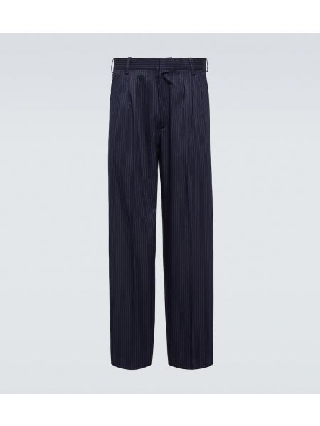 Хлопковые льняные брюки в полоску Kenzo синие