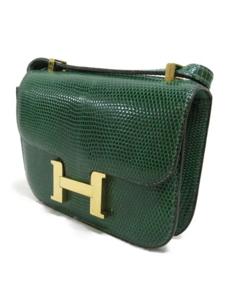 Bolso cruzado de cuero retro Hermès Vintage verde