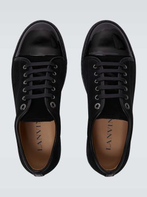 Sneakersy zamszowe skórzane zamknięte noski Lanvin czarne