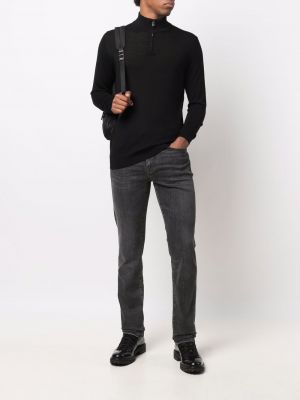 Jersey cuello alto con cremallera con cuello alto de tela jersey Emporio Armani negro